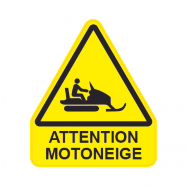 Panneau Triangle Sticker Danger Texte "Attention motoneige" TRI-STI150-TX